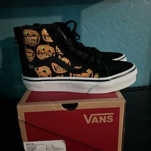Vans Black and Orange High-Top Sneakers